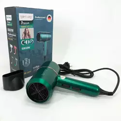 Фен для укладки и сушки волос Rainberg RB-2211 + насадка-концентратор, хороший мощный фен. Цвет: зеленый