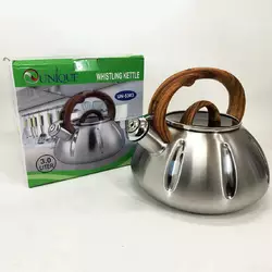 Чайник со свистком Unique UN-5303 кухонный на 3 литра, чайник для газовой плитки. Цвет: коричневый