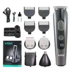 Профессиональная беспроводная машинка для стрижки волос VGR V-175 триммер для бороды и усов с насадками