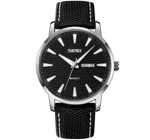 Часы наручные мужские SKMEI 9303SIBK, часы кварцевые мужские, стильные статусные наручные часы стрелочные