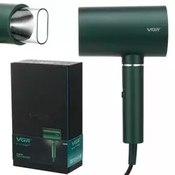 Профессиональный фен для волос VGR V-431 мощностью 1600-1800 Вт с режимом холодного воздуха. Цвет: зеленый