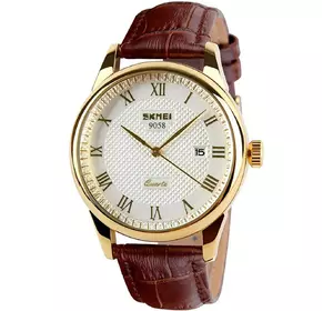 Часы наручные мужские SKMEI 9058LGDWTBN-B, мужские круглые наручные часы, качественные мужские часы