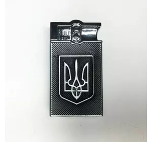 Турбо-Зажигалка карманная Герб Украины, ветрозащитная зажигалка, подарочные зажигалки. Цвет: серебро