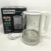 Дисковый электрический чайник Rainberg RB-709 стеклянный с подсветкой, чайник електро. Цвет: белый