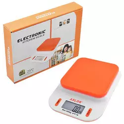 Весы кухонные 109, 2 кг (0.1 г), термометр, электронные весы для продуктов. Цвет: оранжевый