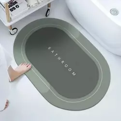 Коврик для ванной комнаты влагопоглощающий быстросохнущий нескользящий Memos 60х40см. Цвет: зеленый
