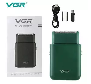Аккумуляторная мужская мини электробритва VGR V-390 для бритья бороды и усов шейвер. Цвет: зеленый