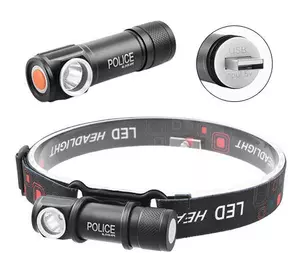 Налобный фонарь Police BL-2155-XPE + встроенный аккумулятор + USB, Мощный аккумуляторный налобный фонарик