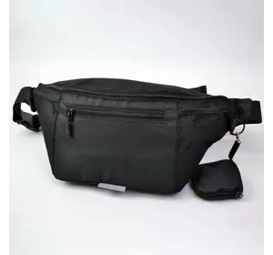 Качественная большая сумка – бананка на 8 карманов, мужская женская поясная сумка, черная из ткани