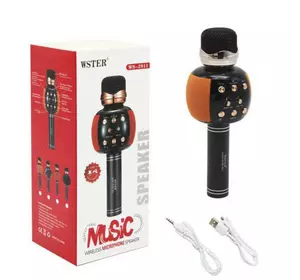 Беспроводной микрофон караоке блютуз WSTER WS-2911 Bluetooth динамик. Цвет: оранжевый