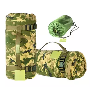 Тактический флисовый плед 150х200см – одеяло для военных с чехлом, коврик плед покрывало. Цвет: пиксель